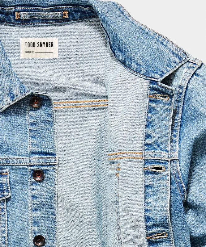 Stretch Denim Jacket in Faded Wash