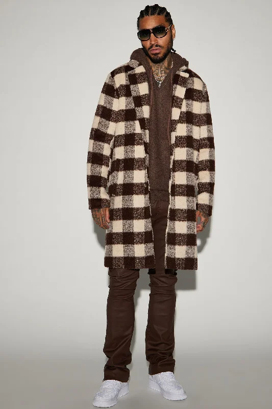 Extraordinary Brushed Mohair Wool Long Coat - Brown/combo