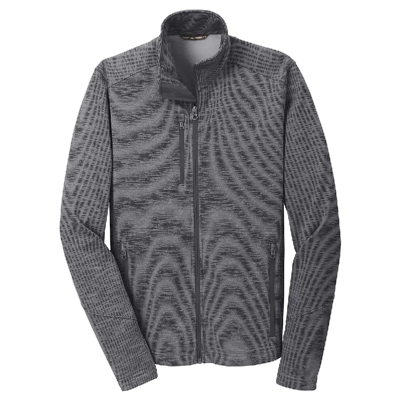 Port Authority Men's Black Digi Stripe Fleece Jacket