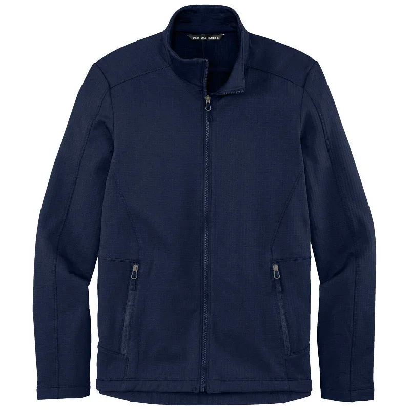 Port Authority Men's River Blue Navy Grid Fleece Jacket