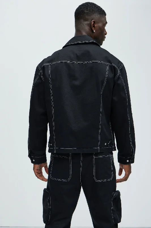 Galactic Zip Up Work Jacket - Black