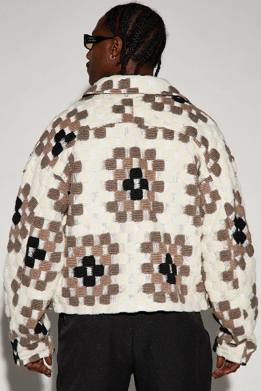 Gaston Jacquard Cropped Jacket - Brown/combo