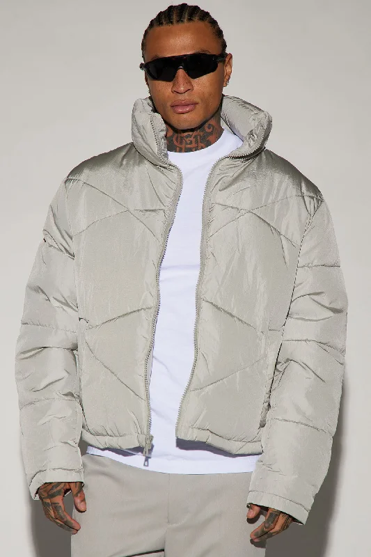 George Quilted Nylon Puffer Jacket - Grey