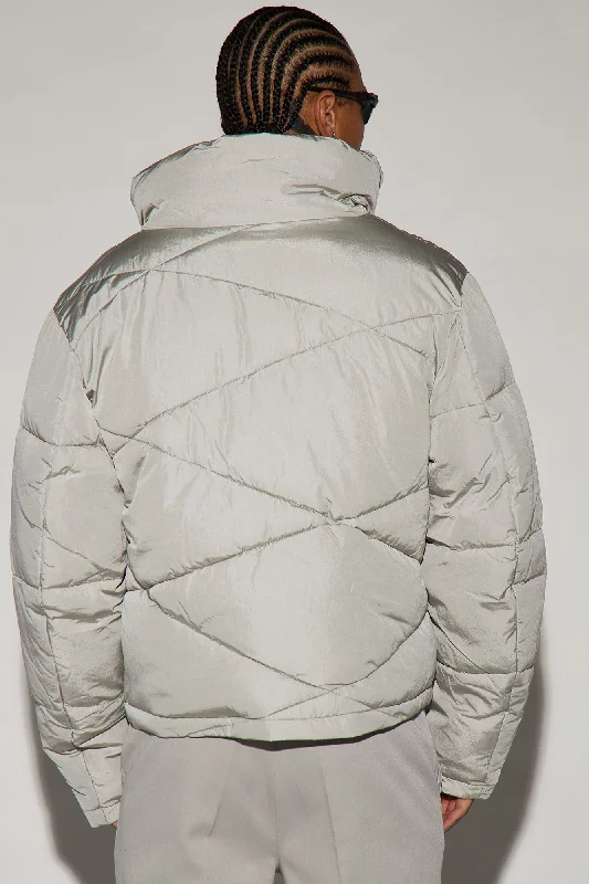 George Quilted Nylon Puffer Jacket - Grey