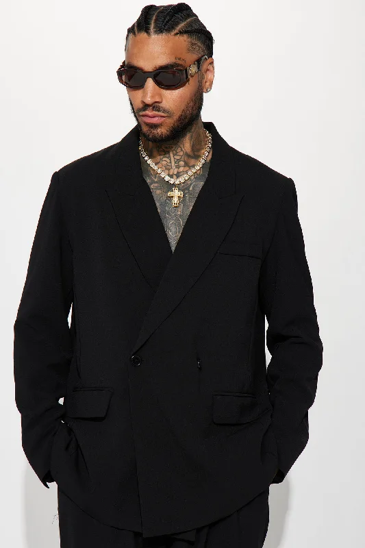 Golden Hour Boxy Double Breasted Suit Jacket - Black