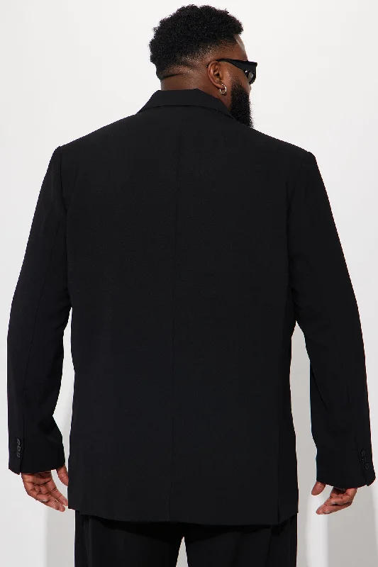 Golden Hour Boxy Double Breasted Suit Jacket - Black