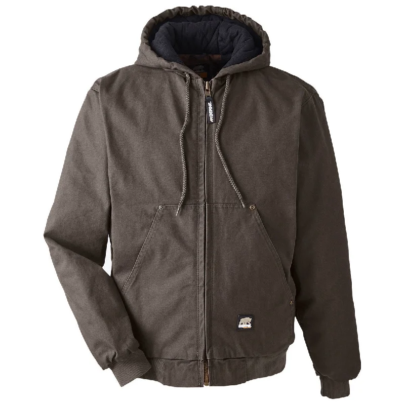 Berne Men's Olive Duck Highland Washed Cotton Duck Hooded Jacket