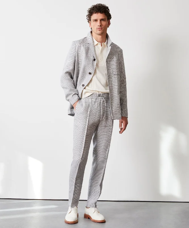 Italian Linen Tailored Chore in Grey Houndstooth