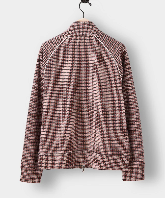 Houndstooth Wool Track Jacket in Wineberry