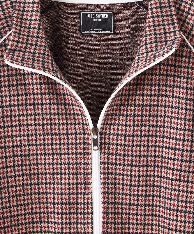 Houndstooth Wool Track Jacket in Wineberry