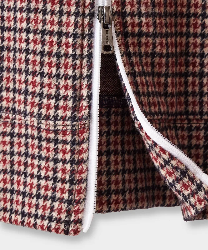 Houndstooth Wool Track Jacket in Wineberry