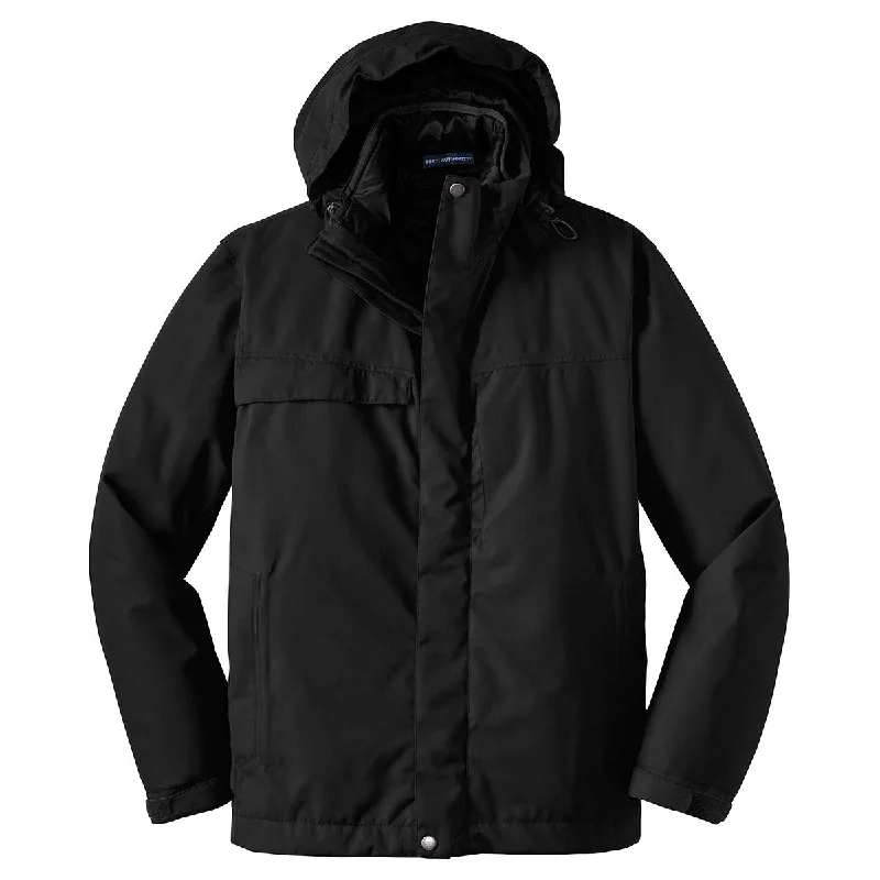 Port Authority Men's Black Herringbone 3-in-1 Parka