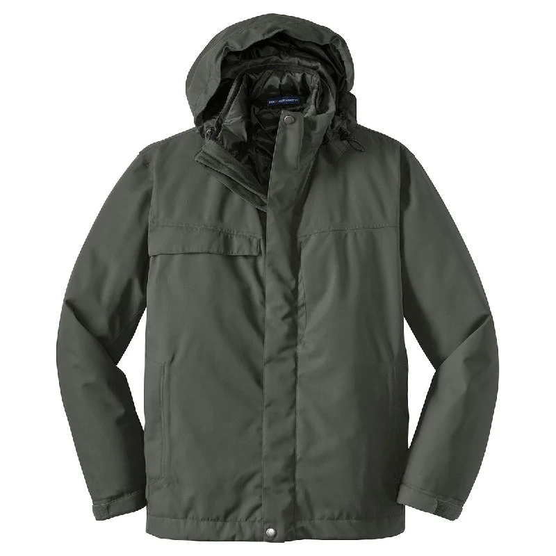 Port Authority Men's Spruce Green Herringbone 3-in-1 Parka