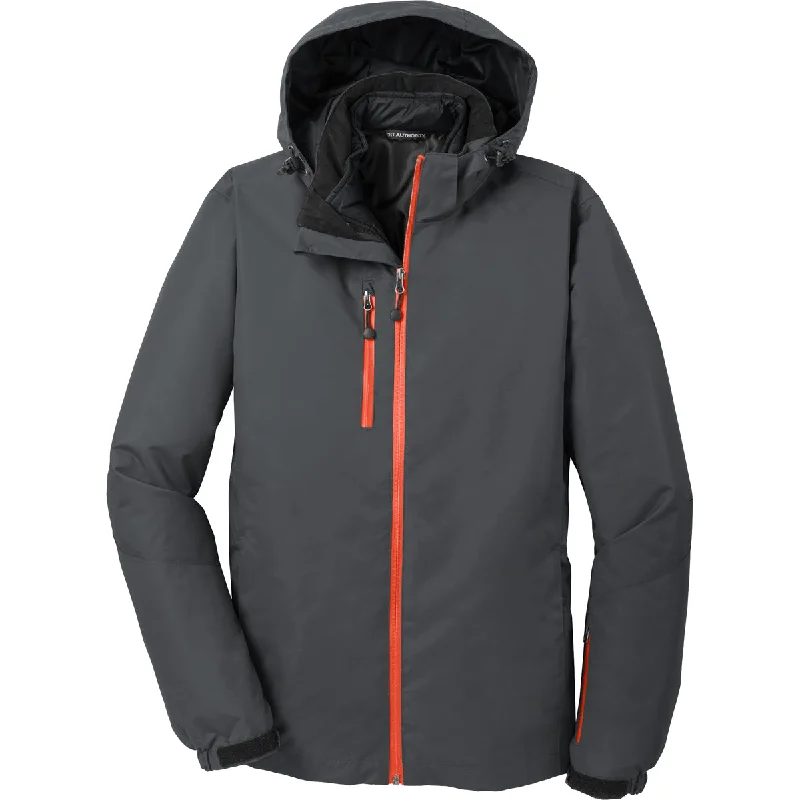 Port Authority Men's Magnet/Orange Vortex Waterproof 3-in-1 Jacket