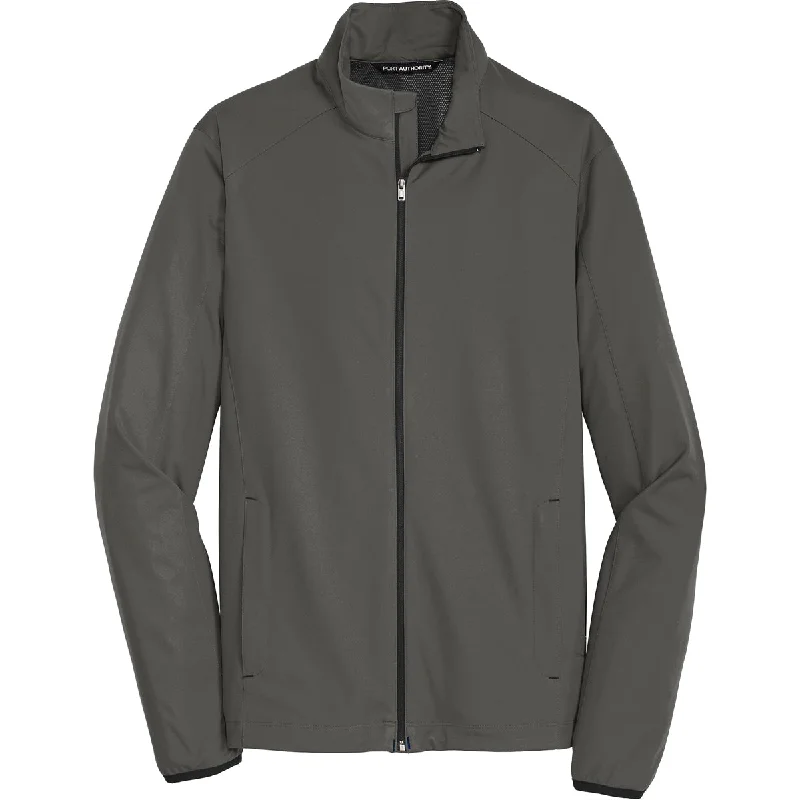 Port Authority Men's Grey Steel Active Soft Shell Jacket