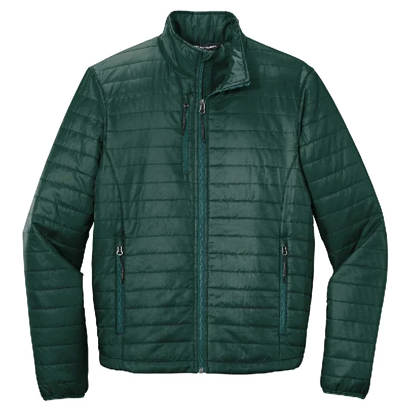 Port Authority Men's Tree Green/ Marine Green Packable Puffy Jacket