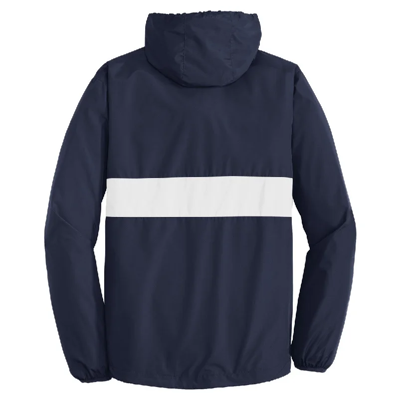 Sport-Tek Men's True Navy/White Zipped Pocket Anorak