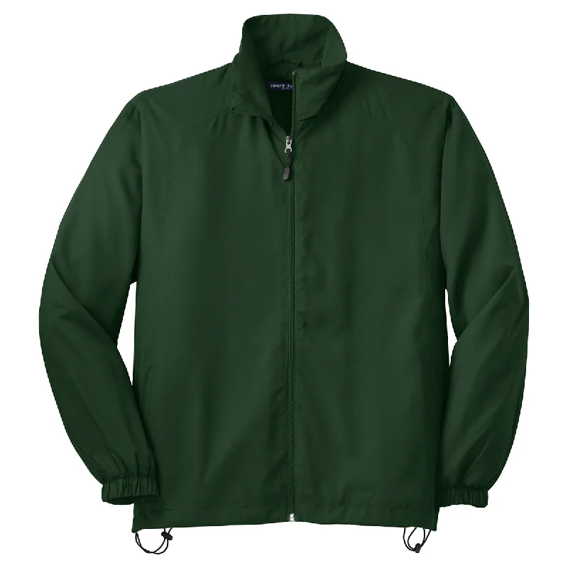 Sport-Tek Men's Forest Green Full-Zip Wind Jacket