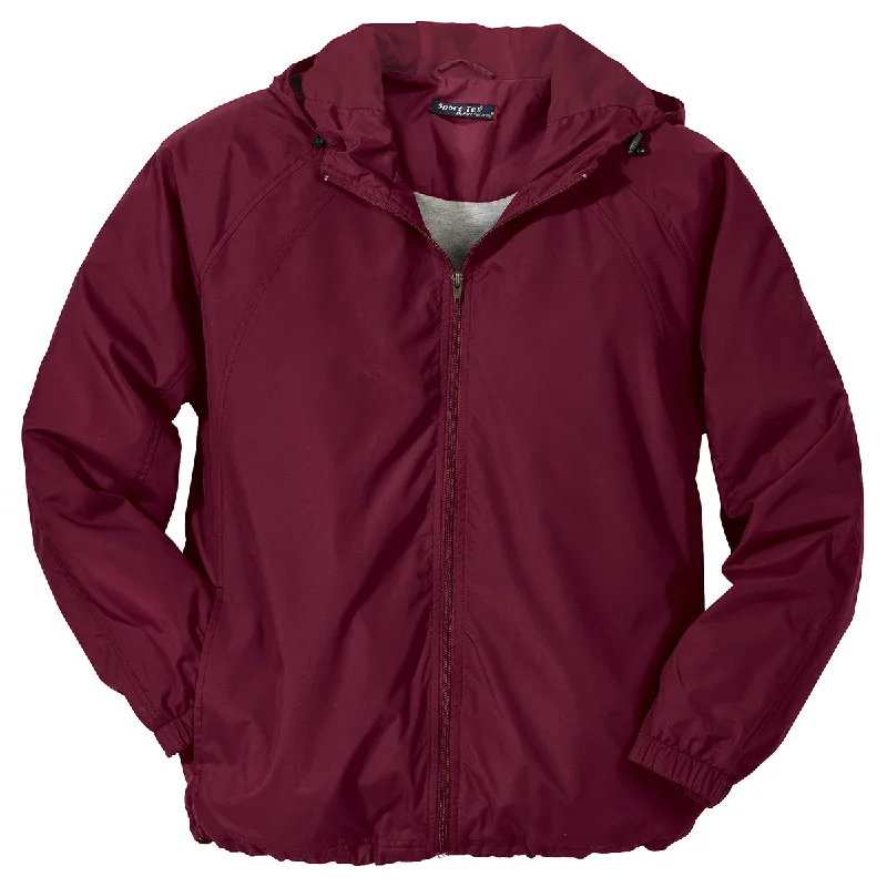 Sport-Tek Men's Maroon Hooded Raglan Jacket