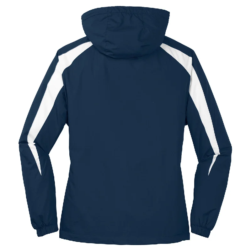 Sport-Tek Men's True Navy/White Fleece-Lined Colorblock Jacket