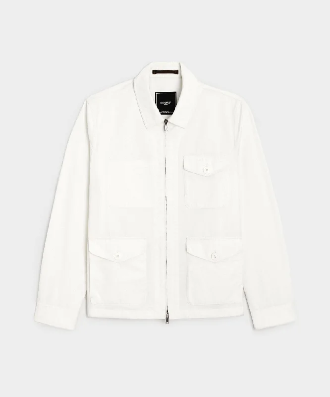 Lightweight Cotton Military Jacket in White