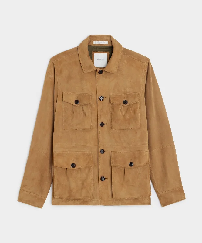 Italian Suede Field Jacket in Tan