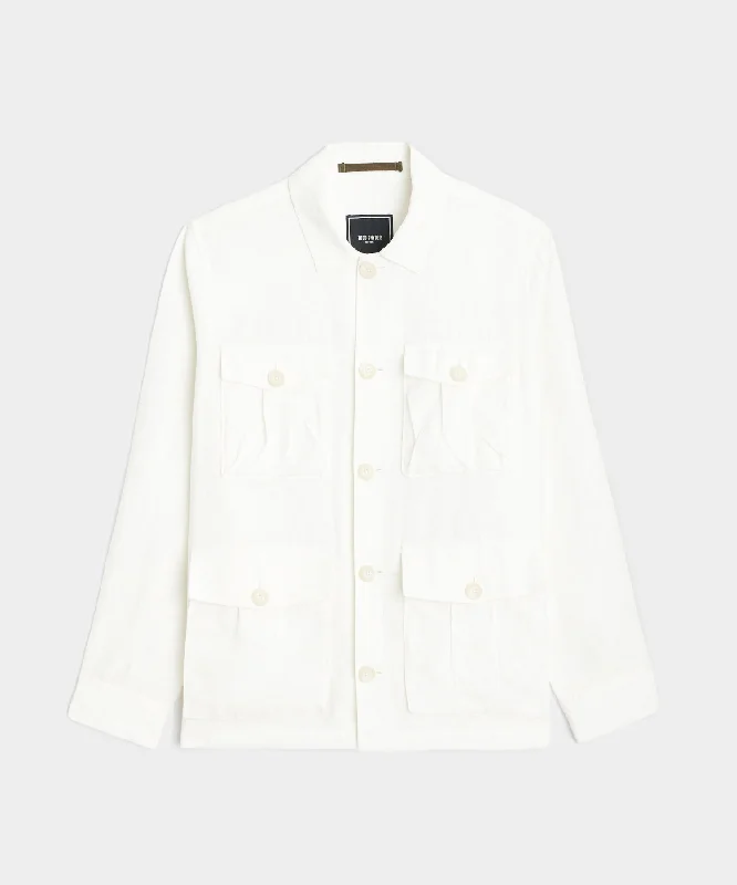 Irish Linen Field Jacket in White