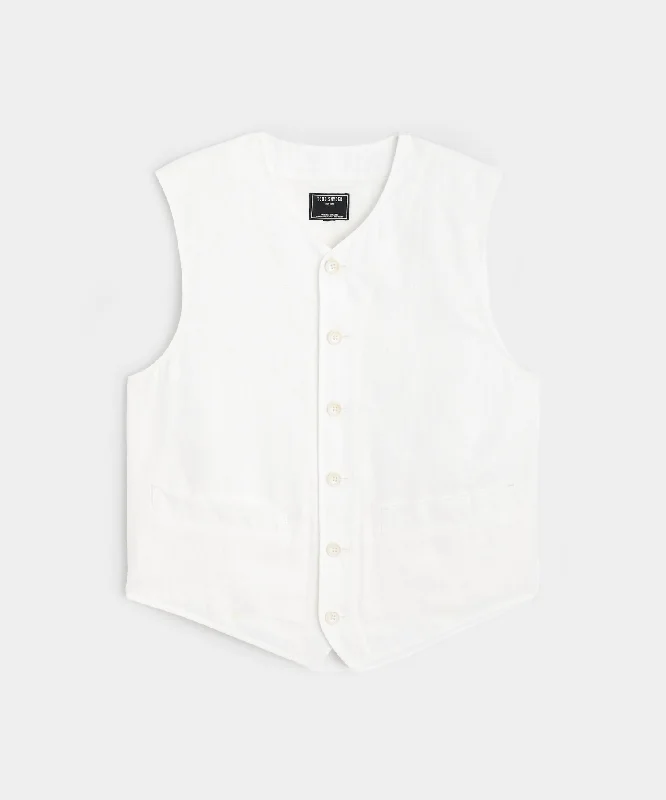 Irish Linen Field Vest in White