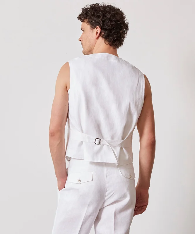 Irish Linen Field Vest in White