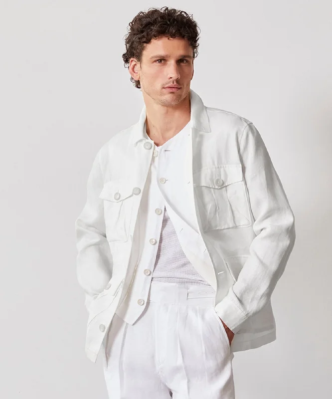 Irish Linen Field Vest in White