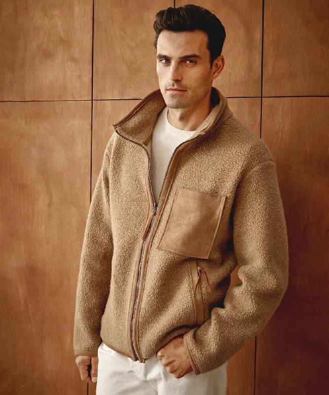 Luxe Sherpa Full-Zip Jacket in Camel