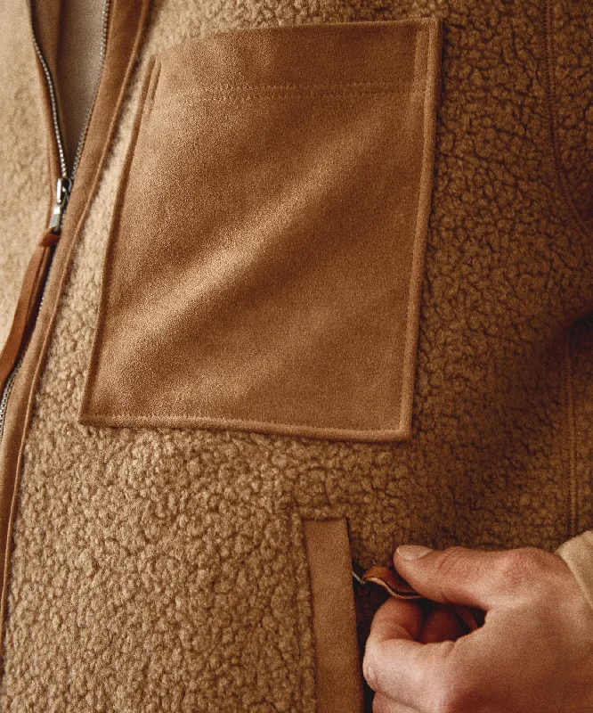 Luxe Sherpa Full-Zip Jacket in Camel