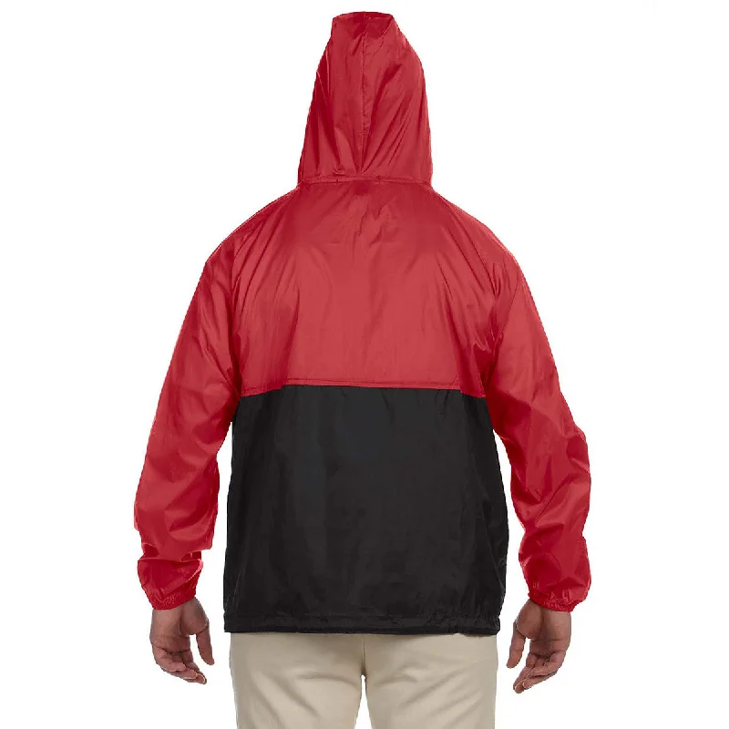 Harriton Men's Red/Black Packable Nylon Jacket