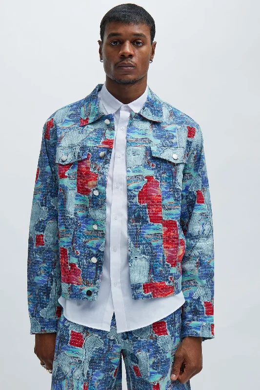 Maui Gardens Trucker Jacket - Blue/combo