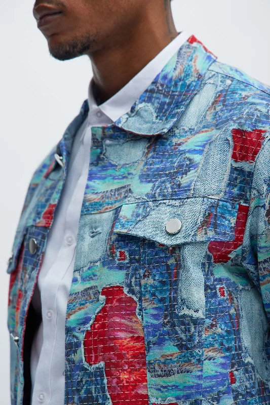 Maui Gardens Trucker Jacket - Blue/combo