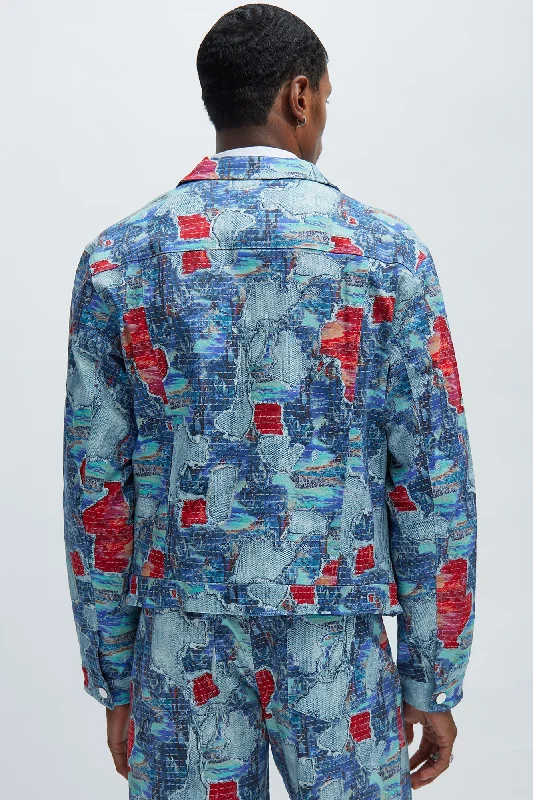 Maui Gardens Trucker Jacket - Blue/combo