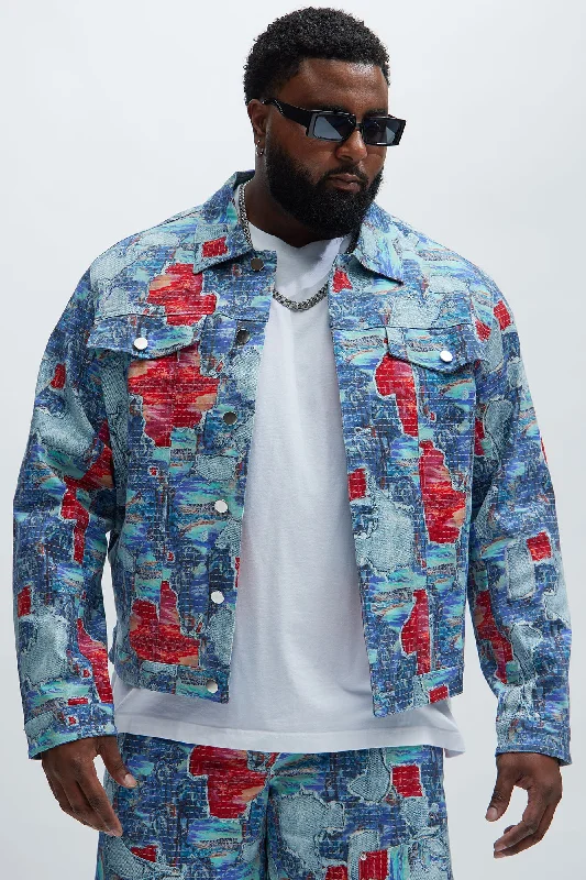 Maui Gardens Trucker Jacket - Blue/combo