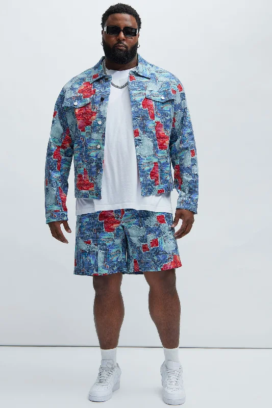 Maui Gardens Trucker Jacket - Blue/combo