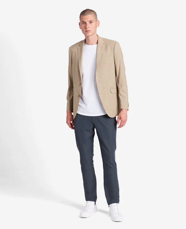 Slim-Fit Tan Mini Check Stretch TECHNI-COLE Sport Coat