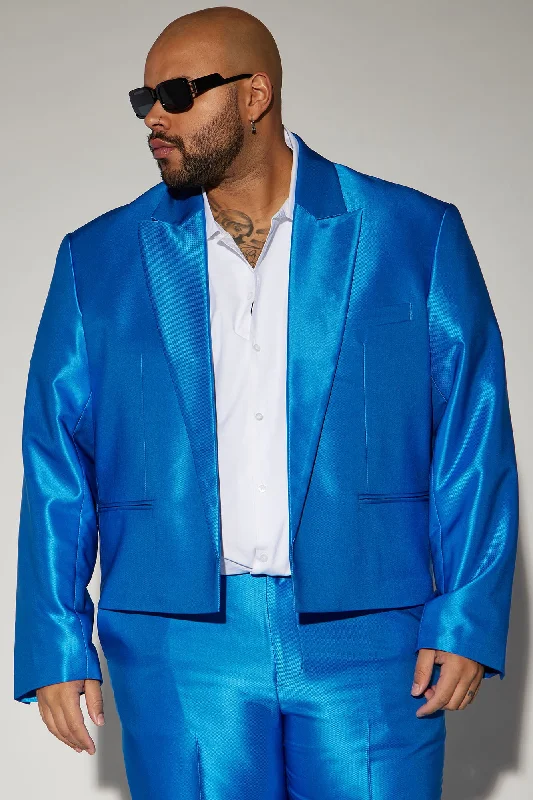 Money Routine Cropped Suit Jacket - Blue