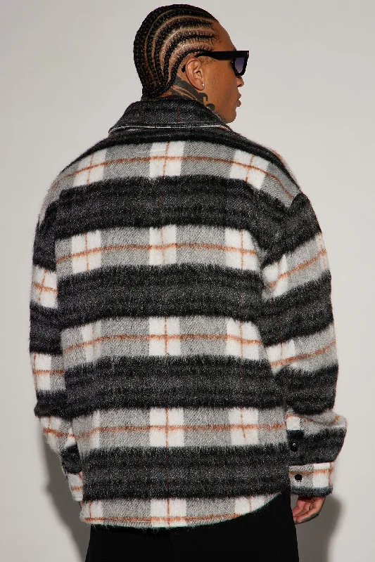 Move Up Plaid Shacket - Black/Grey