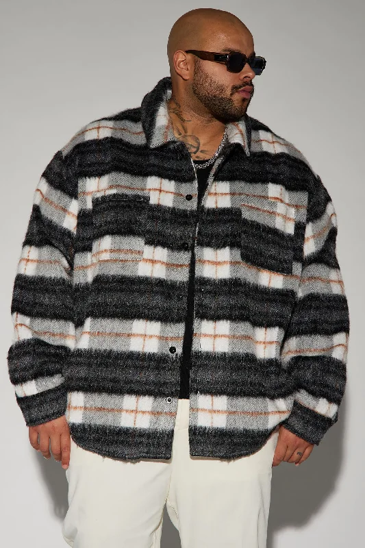 Move Up Plaid Shacket - Black/Grey