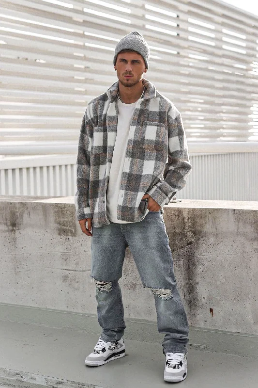 Move Up Plaid Shacket - Grey/combo