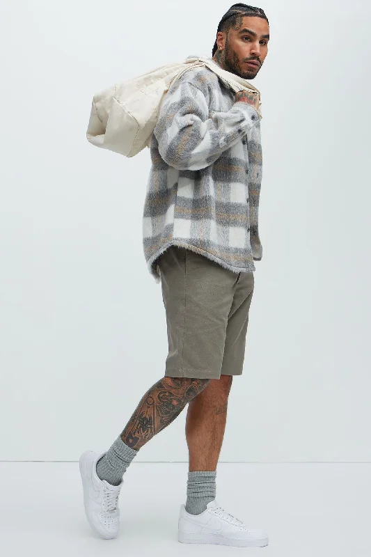 Move Up Plaid Shacket - Grey/combo