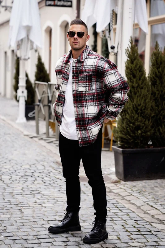 Move Up Plaid Shacket - Red/combo