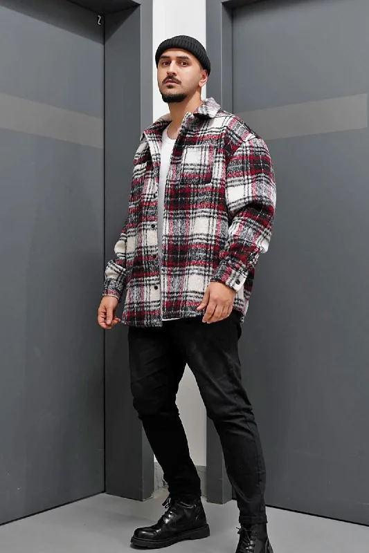 Move Up Plaid Shacket - Red/combo