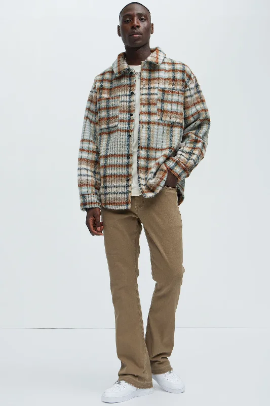 Move Up Plaid Shacket - Tan/Multi