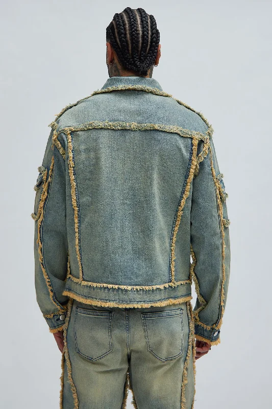 Nazca Frayed Trucker Jacket - Vintage Blue Wash