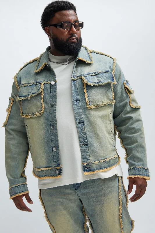 Nazca Frayed Trucker Jacket - Vintage Blue Wash