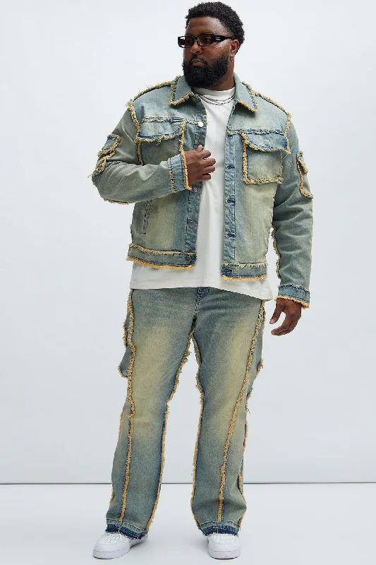 Nazca Frayed Trucker Jacket - Vintage Blue Wash